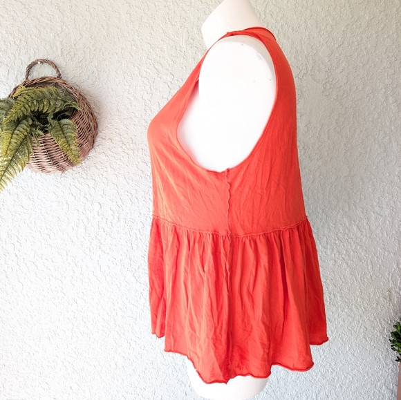 We The Free People Women's Orange Sleeveless Peplum  top size L - Picture 2 of 4